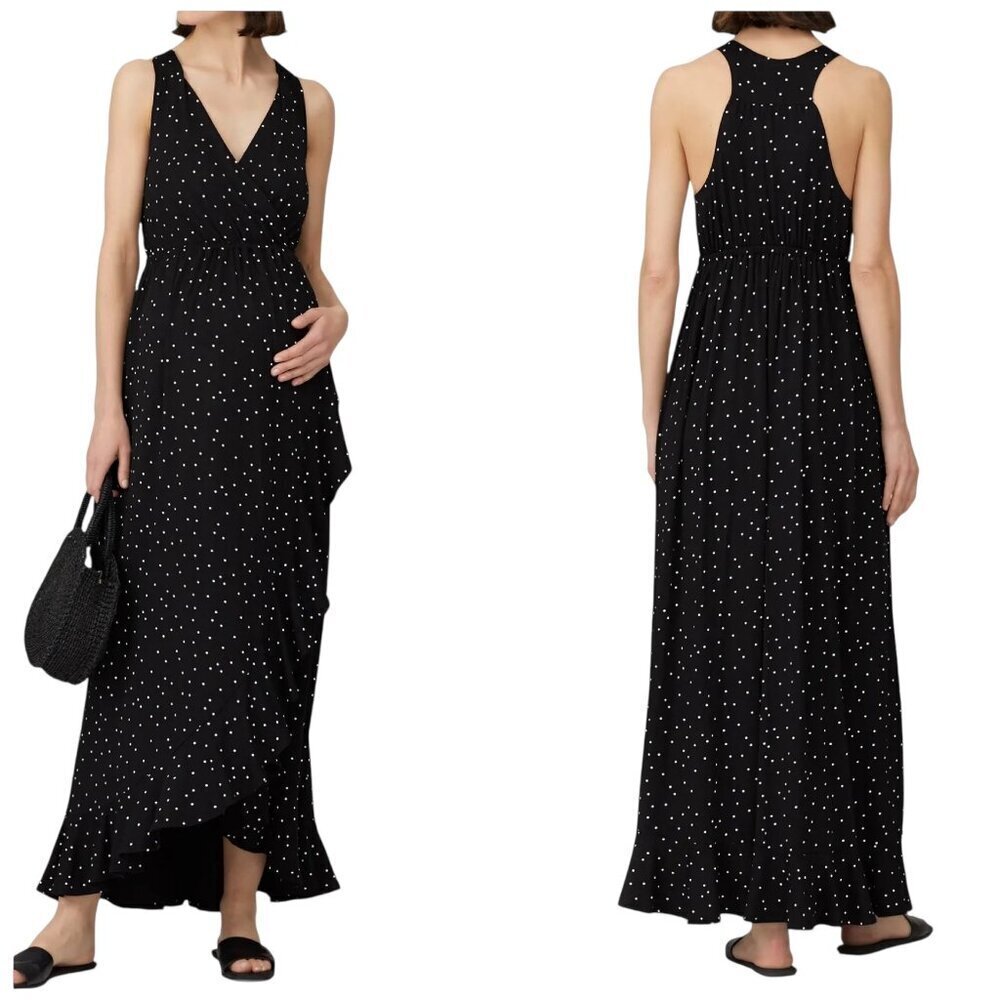 Ingrid & Isabel Black Polka Dot Maternity Racerback Maxi Dress Small